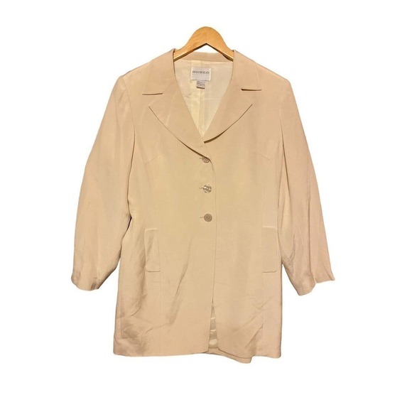 Hugo Buscati Jacket Blazer 100% Silk Button Lined Collared Light Pink Sz 12 - Picture 1 of 9